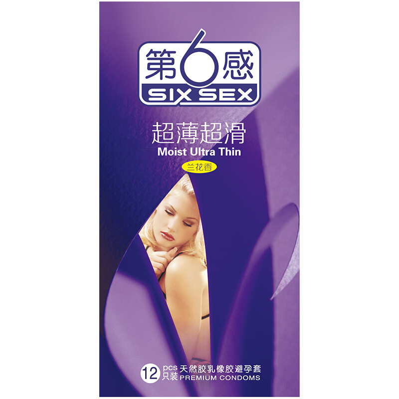 第六感 天然胶乳橡胶避孕套(超薄超滑) 52mm*12只(光面型)